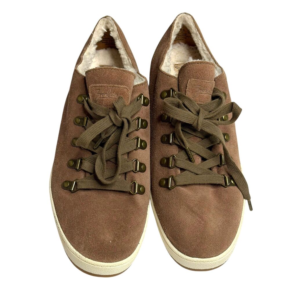 Zodiac Jagger Suede Sneaker Flat Faux Fur Sherpa Lined Lace Up Tan Women 9